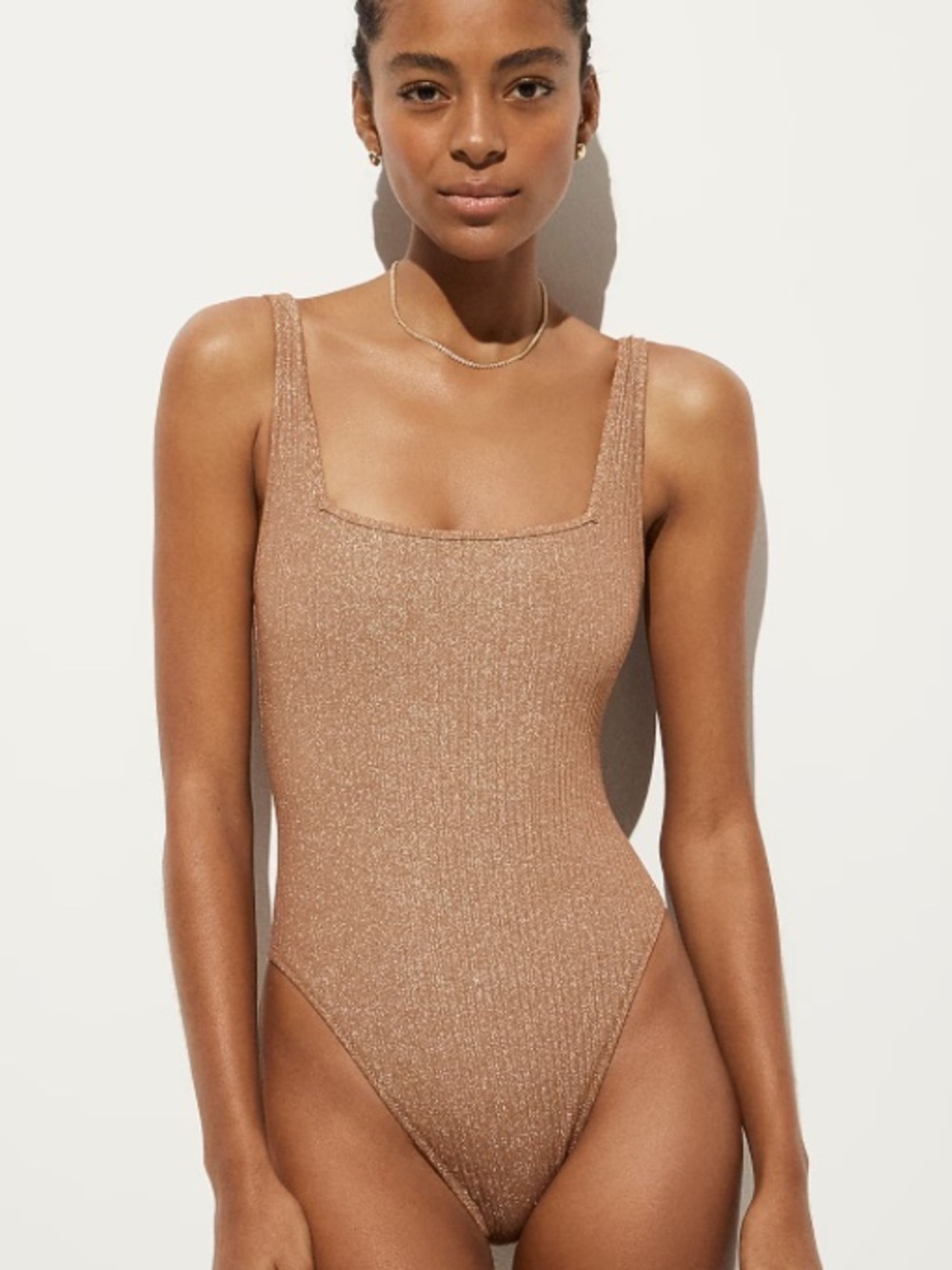 J crew Sparkle rib squareneck one-piece swimsuit